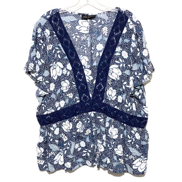 Lane Bryant Tops - Lane Bryant Illusion Floral Blouse 22 Babydoll Lace Flutter Fairycore Boho Flowy